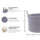 OrganiHaus Woven Laundry Basket, Large Cotton Rope Blanket Holder with Handles, Soft & Sturdy Nursery Hamper, Decorative Toy Bin for Living Room Organization 20x13 inches - Gray by TinyTreasures Baby Boutique