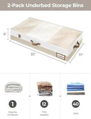 StorageWorks Large Under Bed Storage Containers with Handles and Label Holder, 2 Pack Ultra-thick Fabric Underbed Bins, Closet Organizer for Clothes, Blankets, Sweater by CozyNest Decor