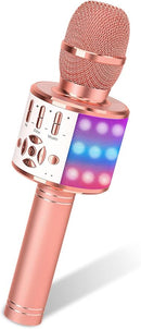 Amazmic Karaoke Microphone for Adults, Wireless Bluetooth Microphone for Singing Portable Karaoke Machine Handheld with LED Lights, Gift for Kids Adults Birthday Party, Home KTV(Rose Gold) by TinyTreasures Baby Boutique