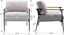 Mid-Century Accent Chair Set of 2, Soft Armchair Chenille Fabric Lounge Chair with Black Metal Legs, Upholstered Leisure Chair for Living Room Bedroom Reception Room, Grey by CozyNest Decor