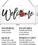 Welcome Decor Sign, Hanging Wood Sign Home Decorative, Printed Wood Wall Art Sign, Ladybug Welcome Sign, Door Sign, Front Door Wall Art Decor, Welcome Sign for Home Farmhouse Yard Garden 12 * 6inch by CozyNest Decor