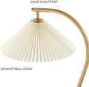 GLOBE Electric x Novogratz 61000043 62" Floor Lamp, Wood Toned, White Pleated Shade, Pivot Joint on Shade, On/Off Foot Switch, Black Cord, Modern Lighting for Living Room or Office by CozyNest Decor