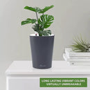 Dexceder 6x7 Self Watering Planter Indoor Outdoor, Matte Table Flower Plant Pot with Water Level Indicator (Slate Gray) by GreenHaven Gardens