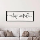Stay Awhile Sign Wall Decor 32"X12" Large Solid Wood Frame For Hallway Living Room Entryway Farmhouse Wall Art Lets Stay Family Home Rustic Hanging Decoration (Black) by CozyNest Decor