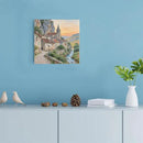 Small town scenery poster on the bank of the mountain stream is suitable for living room bedroom and office natural oil painting poster by CozyNest Decor
