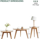 100% Solid Oak Wood Coffee Table Set, Round Coffee Table Combo Side Table w/Solid Wood Legs, Mid Century Table Sturdy Tables for Bedroom Balcony Living Room (Natural, 3 Pieces) by CozyNest Decor