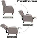 CANMOV Push Back Recliner Chair Set of 2, Modern Fabric Wingback Recliner Chair, Comfy Armchair Single Sofa Accent Chair with Padded Seat and Nailhead Trim, Tufted, Grey by CozyNest Decor