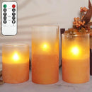 Orange Flameless Candles - Battery Operated Candles with Remote Orange Glass Sandblasted Design Wax Unscented - Centerpieces for Dinner Table Tray House Warming Thanksgiving Gifts by GreenHaven Gardens