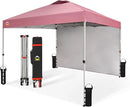 CROWN SHADES 10x10 Pop Up Canopy with 1 Side Wall - Beach Tent with One Push Setup - Outdoor Sun Shade for Events, Parties, Camping - Gazebo with STO-N-Go Cover Bag (Pink) by GreenHaven Gardens