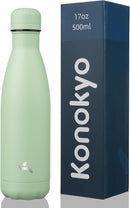 Insulated Water Bottles,17 oz Double Wall Stainless Steel Vacumm Metal Flask for Sports Travel,Macaron Green by CozyNest Decor