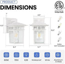 Outdoor Wall Lantern, Exterior Lighting Fixtures Wall Mount, 2 Pack White Outdoor Sconces with Seeded Glass, Exterior Porch/Patio Lights for House Front Door Garage by GreenHaven Gardens