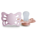 FRIGG Butterfly Anatomical SilkySoft Silicone Baby Pacifier | Made in Denmark | BPA-Free (Soft Lilac/Pretty in Peach, 0-6 Months) by TinyTreasures Baby Boutique