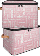 Custom Storage Basket with Name, Personalized Storage Bins with Zipper Lid, Foldable Fabric Storage Box Large capacity with Handle Pink by TinyTreasures Baby Boutique