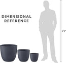 Kante 18",14",10" Dia Concrete Round Planters (Set of 3), Outdoor Indoor Large Planter Pots with Drainage Hole and Rubber Plug for Home Patio Garden, Dark Gray by GreenHaven Gardens