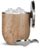 SNOWFOX Plus, Premium Vacuum Insulated Stainless Steel Ice Bucket with Lid/Scoop,Home Bar Accessories,Elegant Bartending Ice Bucket for Parties,Beautiful Outdoor Entertaining Supplies,3L,Natural Teak by CozyNest Decor