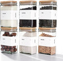 27 oz Glass Storage Jars with Bamboo Lid, set of 6, glass canisters with airtight lids, Clear jars with lids for Cookie, Candy, Tea, Coffee Bean and Rice (White) by CozyNest Decor