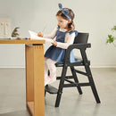 Solid Wood High Chair for Toddlers to Teens, Adjustable Height Toddler Dining Chair, Easy to Clean Toddler Highchair with Removable PU Cushion for Dining, Studying, Step Tool, Black by TinyTreasures Baby Boutique