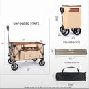 Whitsunday Folding Collapsible Wagon Cart, Beach Heavy Duty Wagon with Table,Utility Grocery Cart for Camping Sports Outdoor Shopping Park Khaki by GreenHaven Gardens