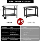Dining Cart Table with Three Shelf, Movable Outdoor BBQ Grill Table Pizza Oven Stand with Three Hooks, Kitchen Cart Island Multifunctional Food Prep Table for Inside and Outside (Sliver) by CozyNest Decor