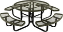 Heavy-Duty Portable Outdoor Kids Table with Umbrella Hole, Expanded Metal Kids Picnic Table, Commercial-Grade, Made in America (46 in, Round, Childrens, Textured Gold Vein) by GreenHaven Gardens