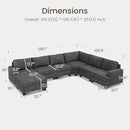 Nolany Dark Grey Corduroy U Shape Modular Sectional Couch with Storage Ottoman, 72.9"D x 128.5"W x 35"H, 6 Seater, Plush, Easy Assembly by CozyNest Decor
