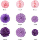 Purple Pink Birthday Party-Decorations Paper-Flowers - 14pcs Happy Banner Lavender Lanterns Tissue Pom Poms,Lilac Streamers Garland Fans Honeycomb,Women Girls Adult Kids Hanging Supplies Decor Hugfond by CozyNest Decor