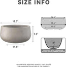 Kante 19.6" Dia Round Concrete Planter, Cement Plant Pots with Drainage Hole and Rubber Plug for Outdoor Indoor Garden Home, Modern Curvaceous Design, Weathered Concrete by GreenHaven Gardens