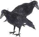 Hanging Dead Crows, 13 Inches Life-Size Raven, Realistic Handmade Fake Decoy for Garden Christmas Halloween Decorations [Face Up+Face Down+Stand] 2PC by GreenHaven Gardens