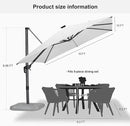 PURPLE LEAF 10 Feet Patio Umbrella with Base Outdoor Cantilever Solar Powered LED Square Umbrella Aluminum Offset Umbrella with 360-degree Rotation for Garden Deck Pool Patio White by GreenHaven Gardens