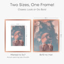 Homeforia Rose Gold 8x10 Picture Frame, High End Metal 8 x 10 Poster Frames with Mat 5 by 7 Print, 10x8 Thin Frame Matted to 7x5 Photo, 8by10 Wall or Tabletop Frame, Tempered Glass, Wall Kit, Set of 1 by CozyNest Decor
