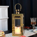 TRIROCKS Stainless Steel Decorative Lantern 12'' High Metal Candle Holder Outdoor Candle Lantern with Tempered Panels for Christmas Home Decor Living Room Parties Events Tabletop Indoor Outdoor (Gold) by CozyNest Decor