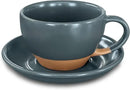 Mora Ceramic Latte Art Mug With Saucer - 10.5 oz, Round Bottom For Perfect Pours - Cafe Cups for Cappuccino, Espresso, Coffee, Tea etc - Porcelain Set for Baristas, Great Gift - Shadow Grey by CozyNest Decor