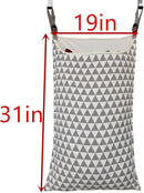Adjustable Space Saving Door Hanging Laundry Hamper Bag with Over Door Hooks for Dirty Laundry by CozyNest Decor