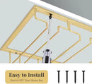 Xverycan Wine Glass Rack Under Cabinet, 8 Row Extreme Large Stemware Hanger, Metal Wine Goblet Holder, DIY Bar Glass Storage Rack for Bar Counter, Kitchen, Screws Included (Gold) by CozyNest Decor