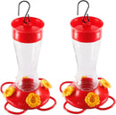 Nature's Rhythm Bird Feeder 4 bee Guard Plastic Yellow Flowers Feeding Port 8oz Glass Pinch Waist Hummingbird Feeder (2Pcs) by GreenHaven Gardens