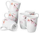 VEWEET Large Coffee Mugs Set of 6, 16 OZ Coffee Cups Set with Handle, Floral Mug Sets Ceramic Cup Set for Kitchen, Microwave& Dishwasher Safe, Series ANNIE by CozyNest Decor