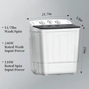 Portable Mini Twin Tub 18lbs Washing Machine With Drying Rack& 10 Hangers, 11lbs Washer & 7lbs Spinner, Small Laundry Washer with Time Control for Camping, Apartments, RV (18lbsBlack) by CozyNest Decor