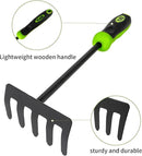 Hoe Garden Tool Set, 3 Piece Handheld Gardening Tools includs Garden Hoe and Cultivator Combo, Mini Hand Rake and Garden Trowel Outdoor Heavy Duty Garden Tools for Weeding or Digging by GreenHaven Gardens