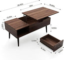 HAIOOU Lift Top Coffee Table with Storage, Mid Century Modern Coffee Tables with Drawer for Living Room,Walnut Rectangular Center Table with Pine Leg Anti-Scratching, Home, Office by CozyNest Decor
