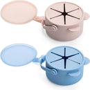 Silicone No Spill Snack Cups for Toddlers – Portable Baby Snack Cup Containers with Dustproof Lid – Dishwasher-Friendly Toddler Spill Proof Cups Without BPA, Lead, or Phthalates – Blue and Pink by TinyTreasures Baby Boutique