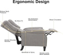 EBELLO 2 Pcs Pushback Recliner Chairs, Fabric Armchair Push Back Recliner with Rivet Decoration, Single Sofa Accent Chair for Living Room, Bedroom, Grey by CozyNest Decor