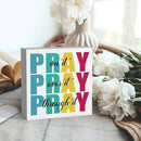 Office Decor for Women Christian Gifts Desk Bedroom Bible Verse Wall Art Inspirational Wooden Box - Pray on It Over It Through It by CozyNest Decor
