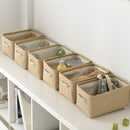 TheWarmHome Storage Basket for Organizing - Small 6 Pack 11.8x7.8x5.2 inch Fabric Storage Cubes with Cotton Rope Handle, Collapsible Storage Bins Baby Storage Toy Nursery (Beige) by TinyTreasures Baby Boutique