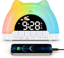 Kids Alarm Clock, OK to Wake Clock for Kids, Cat Clock with 11 Colors Night Light, 10 Soothing Sounds, Child Lock, Dual Alarms, Sleep Training, Birthday Gift for Boy Girls Children by TinyTreasures Baby Boutique