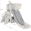 YUFU 5 in 1 Toddler Slide, Kids Slide with Climber, Basketball Hoop and Ball, Outdoor Indoor Playset for Toddlers Age 1-3 (Beige+Gray) by TinyTreasures Baby Boutique