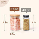 ComSaf 12Pcs Glass Spice Jars with Bamboo Lid, 8oz Airtight Square Containers with 275 Black Lables, Empty Seasoning Jars for Spice Salt Sugar by CozyNest Decor