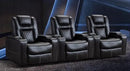 CANMOV Electric Power Recliner Chair Set of 3, Breathable Leather Home Theater Seating with Hidden Arm Storage, Power Recliner Chair with USB Ports and Cup Holders for Living Room,Black by CozyNest Decor