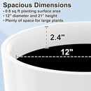 Tall Flower Pot Indoor - Outdoor Plant Pot - White Glossy Planter - Elegant Ceramics Imitation - 12" Diameter 21" Tall with Drainage Holes and Saucer by CozyNest Decor