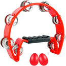 EastRock Tambourine Metal Jingles Hand Held Percussion Half Moon Tambourine for Kids, Adults, KTV, Party Red by TinyTreasures Baby Boutique