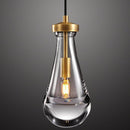 Raindrop Pendant Lights, Pendant Lights Kitchen Island, Brass Base Hanging Light Dining Room Light Fixture, Handblown Clear Kitchen Chandelier, Rope Pendant Lights for Living Room Hallway,E12 Bulb by CozyNest Decor